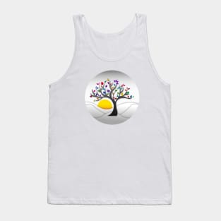 Modern and Colorful Tree Art Structure Tank Top